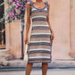 BELLA ROAD Striped Tie Shoulder Split Cover Up Dress at Bella Road