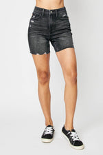 High waist tummy control denim shorts by Judy Blue Jeans showcasing a flattering fit and stylish look with sturdy fabric and midsection shaping