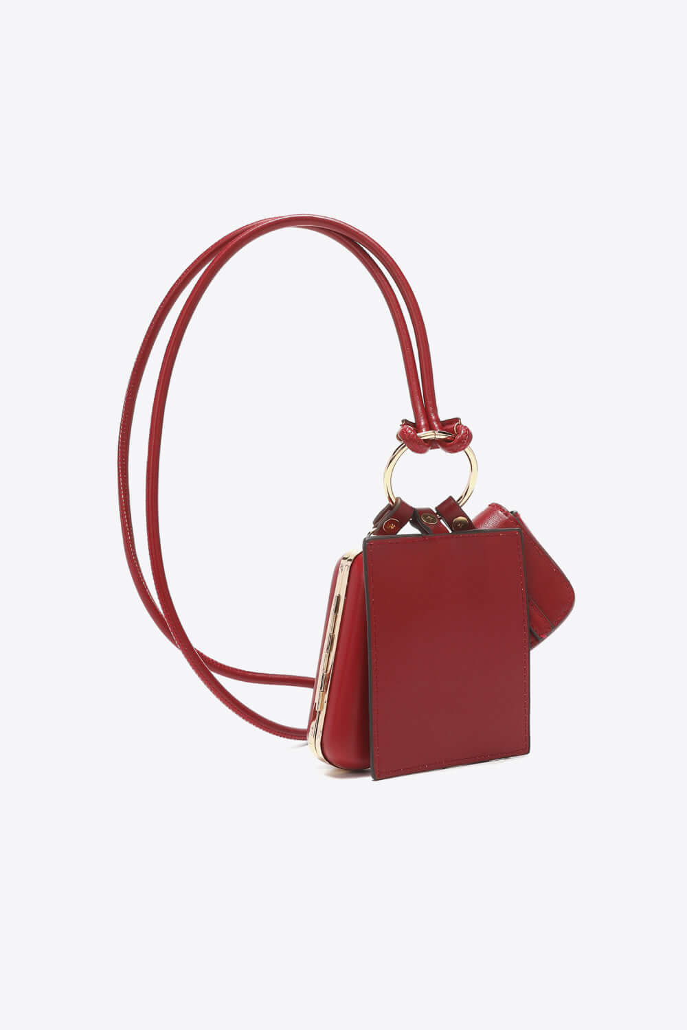 Nicole Lee USA Vegan Leather 3-Piece Lanyard Set in red, includes wallet and AirPods case, stylish and functional accessory.