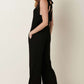 MITTOSHOP Rib Knit V-Neck Cross Back Jumpsuit at Bella Road