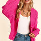 Full Size Button Down Crop Long Sleeve Cardigan