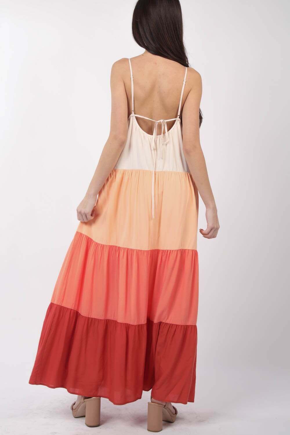 VERY J Color Block Tiered Maxi Cami Dress at Bella Road