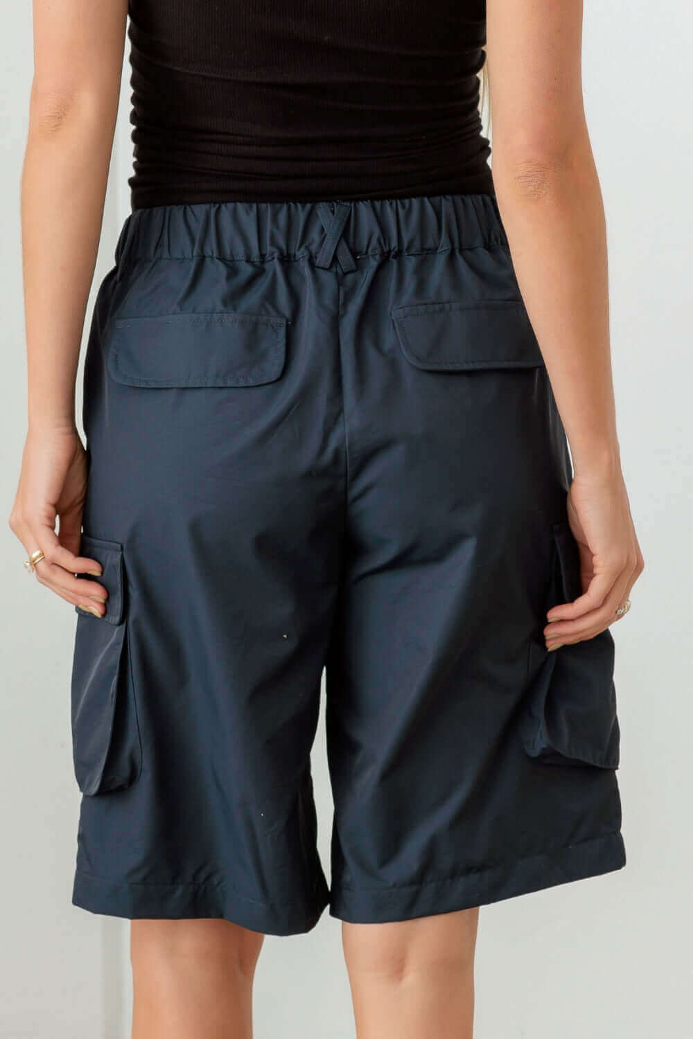 TASHA APPAREL Navy Cargo Bermuda Shorts at Bella Road