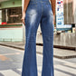 Woman wearing Bella Road High Rise Bootcut Jeans with Pockets, styled for a casual day out, featuring a trendy bootcut silhouette.