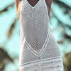 Openwork V-Neck Tank Knit Cover Up - White