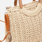 FAME Crochet Knit Convertible Tote Bag with Tassel at Bella Road