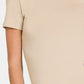 Beige crew neck short sleeve t-shirt for women made from comfortable and breathable fabric, perfect for casual outings or daily wear.