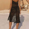 Openwork Scoop Neck Spaghetti Strap Cover-Up Dress - Black