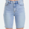 Mid Rise Stretch Denim Shorts - Wave