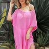 Openwork Side Slit Cover-Up Dress - Fuchsia Pink