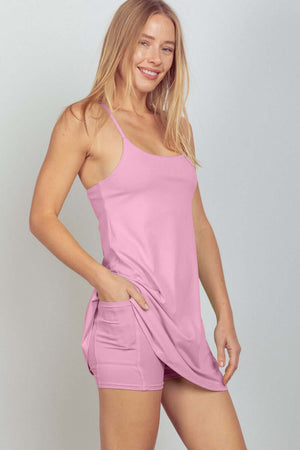 VERY J Sleeveless Active Tennis Dress with Unitard Liner at Bella Road