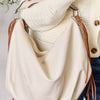 Fringe Detail Contrast Handbag - BEIGE