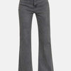 Zenana Acid Washed Frayed Hem Bootcut Jeans - Dark Gray