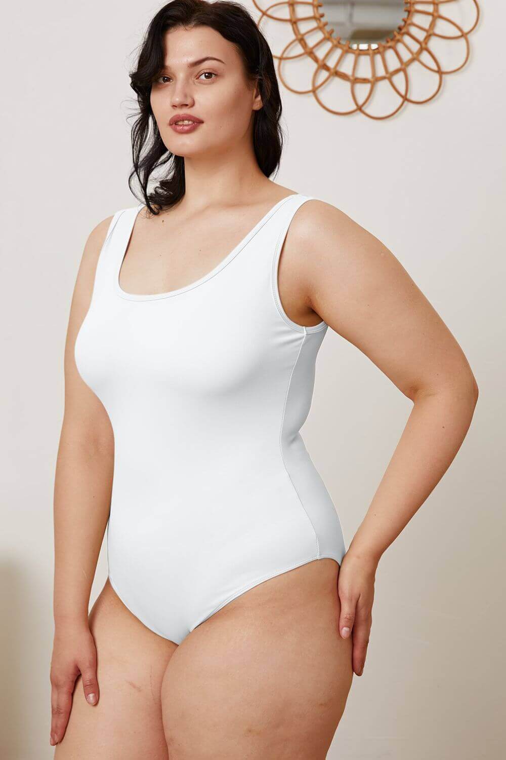 BASIC BAE Full Size Square Neck Sleeveless Bodysuit at Bella Road