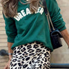 Bella Road 'Dreamer' Letter Round Neck Long Sleeve Sweatshirt - Dark Green