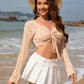 BELLA ROAD Drawstring Openwork Long Sleeve Cover-Up at Bella Road