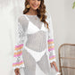 BELLA ROAD Openwork Contrast Long Sleeve Cover-Up at Bella Road