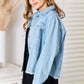 DOUBLE TAKE Dropped Shoulder Raw Hem Denim Jacket at Bella Road