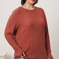 Ribbed Thumbhole Sleeve T-Shirt