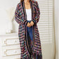 DOUBLE TAKE Full Size Multicolored Open Front Fringe Hem Cardigan at Bella Road