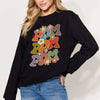 Letter Graphic Long Sleeve Sweatshirt | Full Size - Black