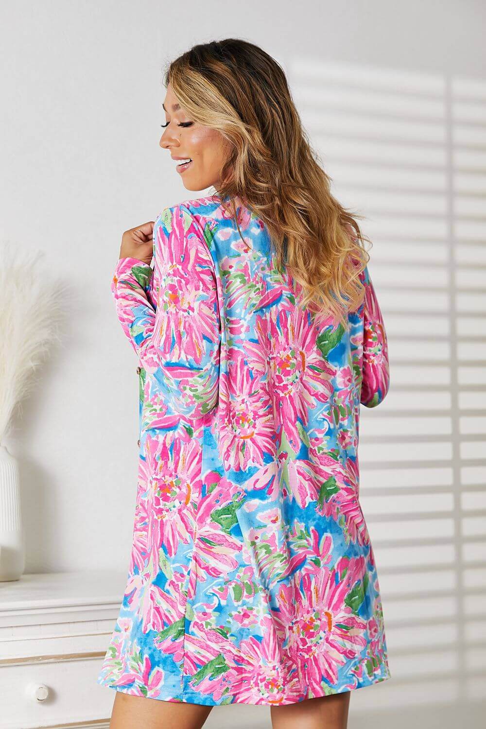 DOUBLE TAKE Floral Open Front Long Sleeve Cardigan at Bella Road