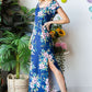 HEIMISH Full Size Floral Short Sleeve Slit Dress at Bella Road