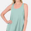 Round Neck Curved Hem Tank - DUSTY GREEN