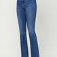 High Waist Bootcut Jeans in blue denim, showcasing a slimming, elongating silhouette perfect for both casual and formal outfits.