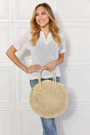 JUSTIN TAYLOR Beach Date Straw Rattan Handbag in Ivory at Bella Road