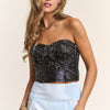 J.NNA Sequin Strapless Bustier Top - Black