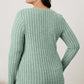 Ribbed V-Neck Long Sleeve T-Shirt