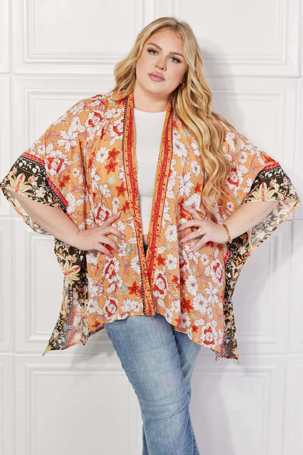 JUSTIN TAYLOR Peachy Keen Cover-Up Kimono at Bella Road