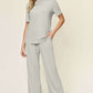 DOUBLE TAKE Full Size Round Neck Short Sleeve T-Shirt and Wide Leg Pants Set at Bella Road