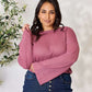 CULTURE CODE Full Size Waffle-Knit Round Neck Long Sleeve Blouse at Bella Road