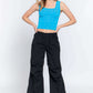 ACTIVE BASIC Pearl Detail Square Neck Cropped Tank at Bella Road