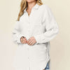 Pocketed Texture Button Up Shirt | Full Size - White