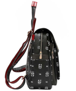 Nicole Lee USA Cat Eco-Leather Convertible Backpack Bag with playful cat design and adjustable straps.