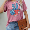 US Flag Peace Sign Hand Graphic Tee - Dusty Pink