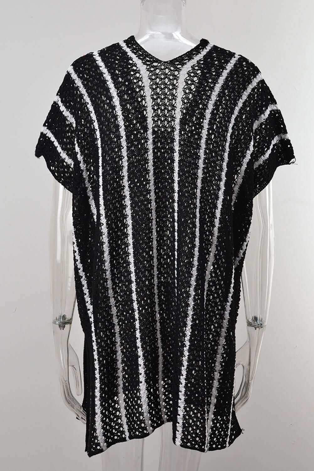 BELLA ROAD Slit Openwork Striped V-Neck Cover-Up at Bella Road