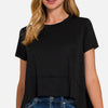 Slit High-Low Round Neck T-Shirt - Black