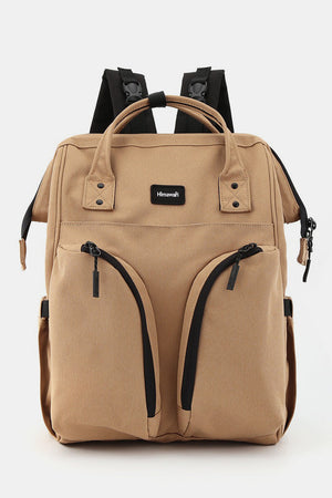 Beige Himawari waterproof backpack with multilayer pockets, ideal for staying organized and protected during outdoor adventures.