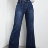 High Waist Bootcut Jeans with Pockets - Dark