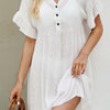 V-Neck Flounce Sleeve Cover-Up Dress - White