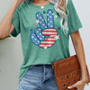 US Flag Peace Sign Hand Graphic Tee - Gum Leaf