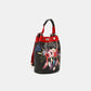 Nicole Lee USA flower pattern backpack bag with adjustable straps and red accents