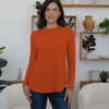 FAM-FAM Round Neck Long Sleeve T-Shirt - Terracotta