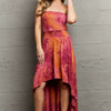 In The Mix Sleeveless High Low Tie Dye Dress - Deep Red