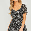 Ditsy Floral Short Sleeve Romper - Black