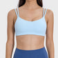 Light blue Millennia Scoop Neck Double Strap Active Cami for workouts and casual days, featuring double straps and scoop neck design.